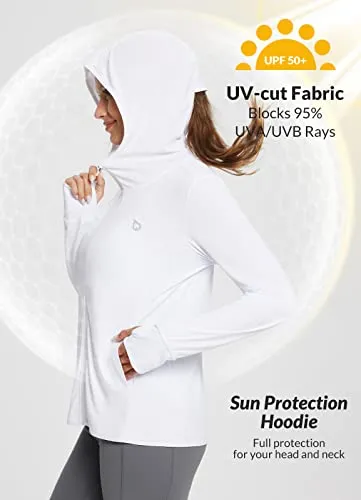 BALEAF Women's UPF 50  Sun Protection Long Sleeve Zipper Hooded Neck White Shirt 2XL