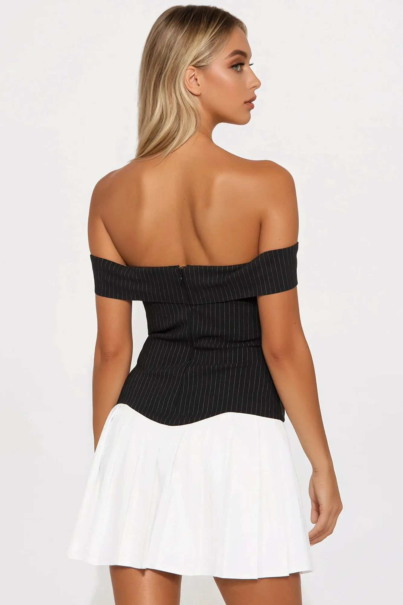 Best Asset Pinstripe Mini Dress - Black/combo