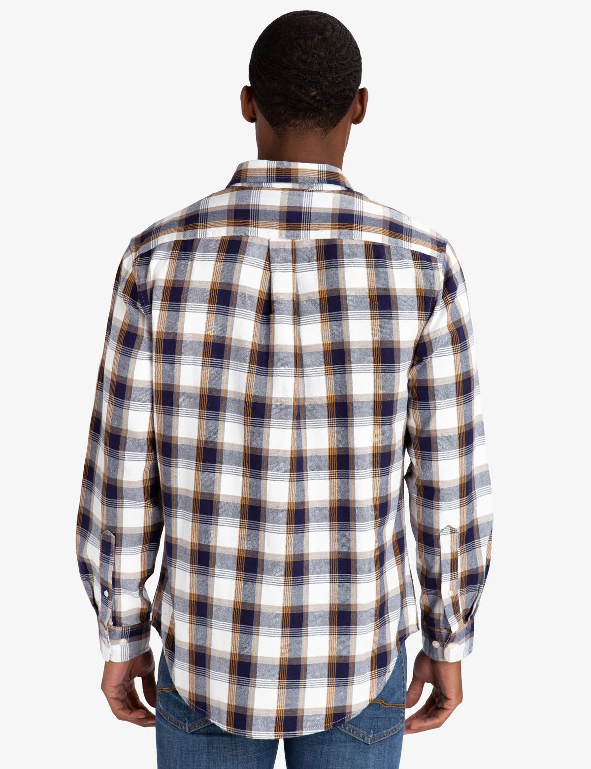BLACK MALLET CLASSIC FIT HEATHER PLAID OXFORD SHIRT