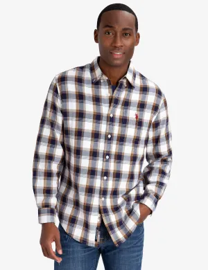 BLACK MALLET CLASSIC FIT HEATHER PLAID OXFORD SHIRT