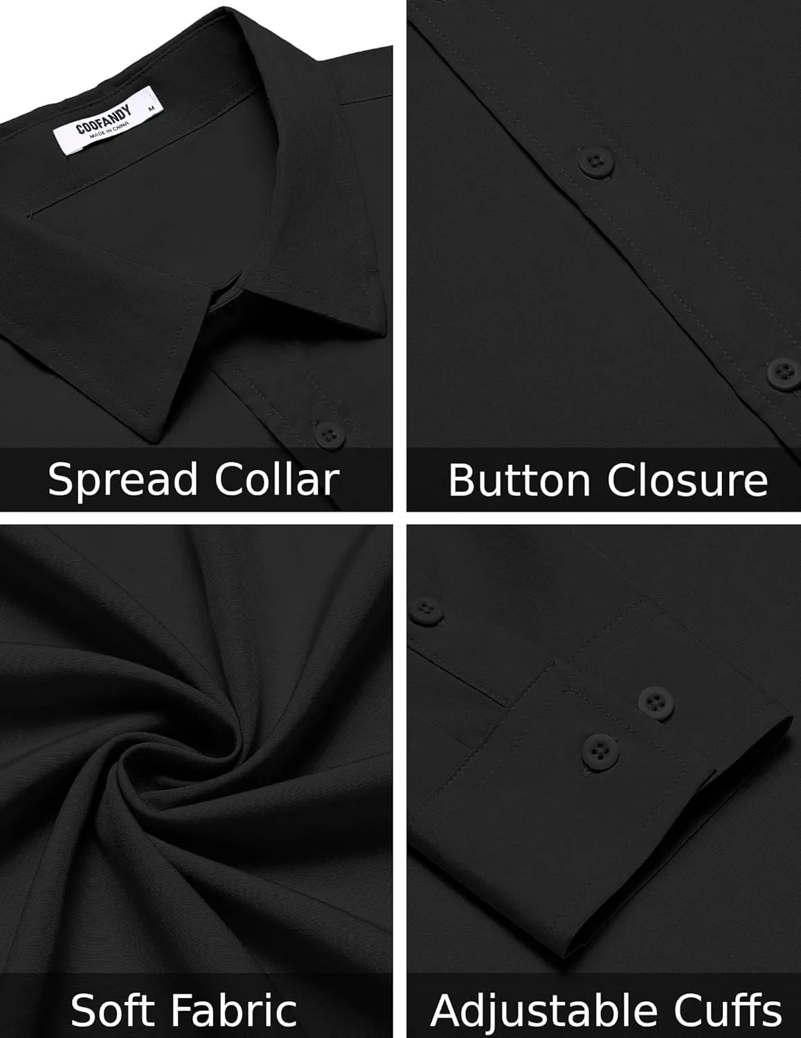 COOFANDY Men's Long Sleeve Button Down Dress Shirts Casual Business Casual Shirt Wrinkle Free Untucked Shirts