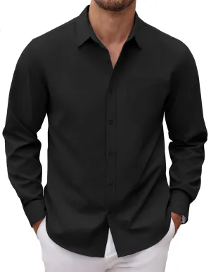 COOFANDY Men's Long Sleeve Button Down Dress Shirts Casual Business Casual Shirt Wrinkle Free Untucked Shirts