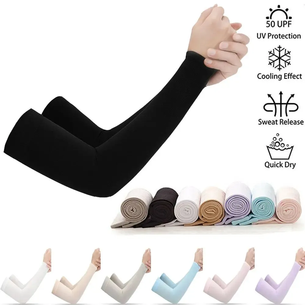Cooling Ice Silk Arm Sleeves - UV Protection for Sports