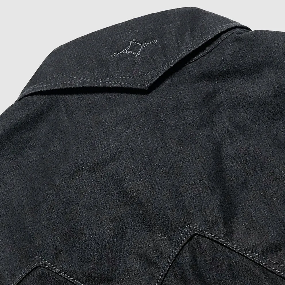 DDL 319R-DIABLO SWT-BC REGULAR FIT 2 POCKET WESTERN BLACK COATED DENIM SHIRT-8.25OZ-E1 BLACK