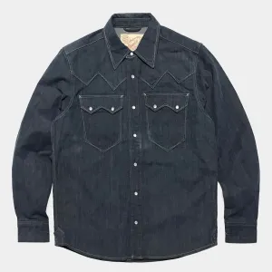 DDL 319R-DIABLO SWT-BG REGULAR FIT 2 POCKET WESTERN SANDED GREY BLUE DENIM SHIRT-11OZ-E1 GREY BLUE