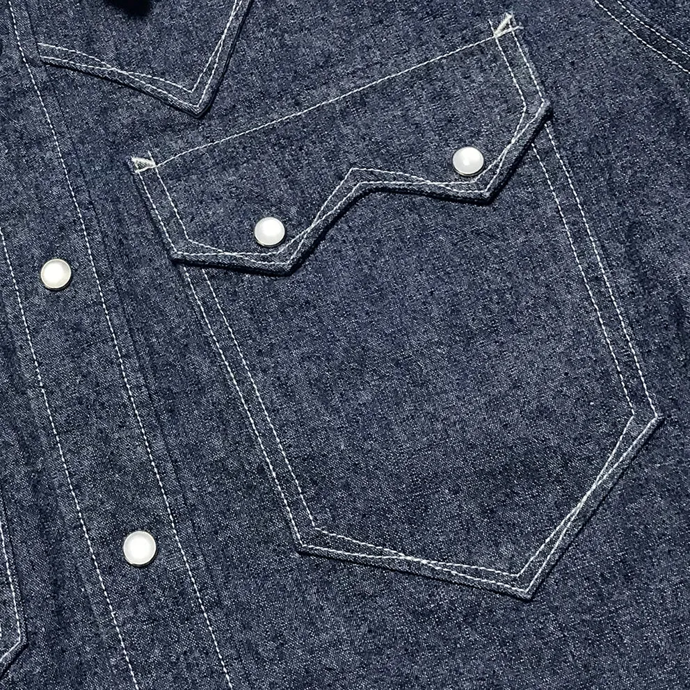 DDL 319R-DIABLO SWT REGULAR FIT 2 POCKET WESTERN SALT & PEPPER DENIM SHIRT-10OZ-E0 INDIGO
