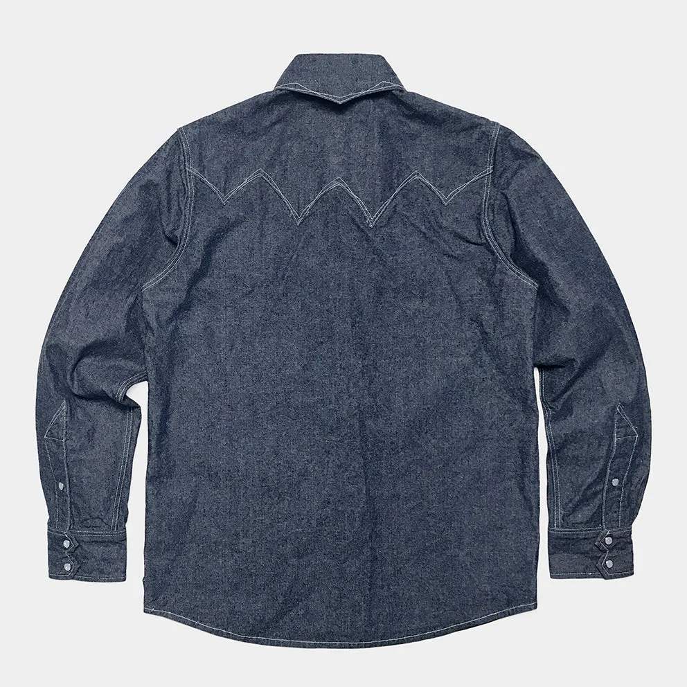 DDL 319R-DIABLO SWT REGULAR FIT 2 POCKET WESTERN SALT & PEPPER DENIM SHIRT-10OZ-E0 INDIGO