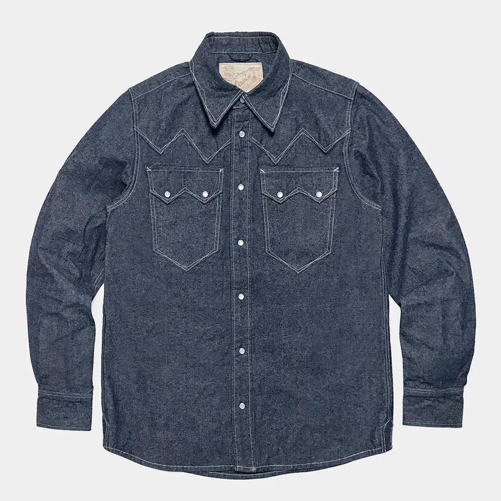 DDL 319R-DIABLO SWT REGULAR FIT 2 POCKET WESTERN SALT & PEPPER DENIM SHIRT-10OZ-E0 INDIGO