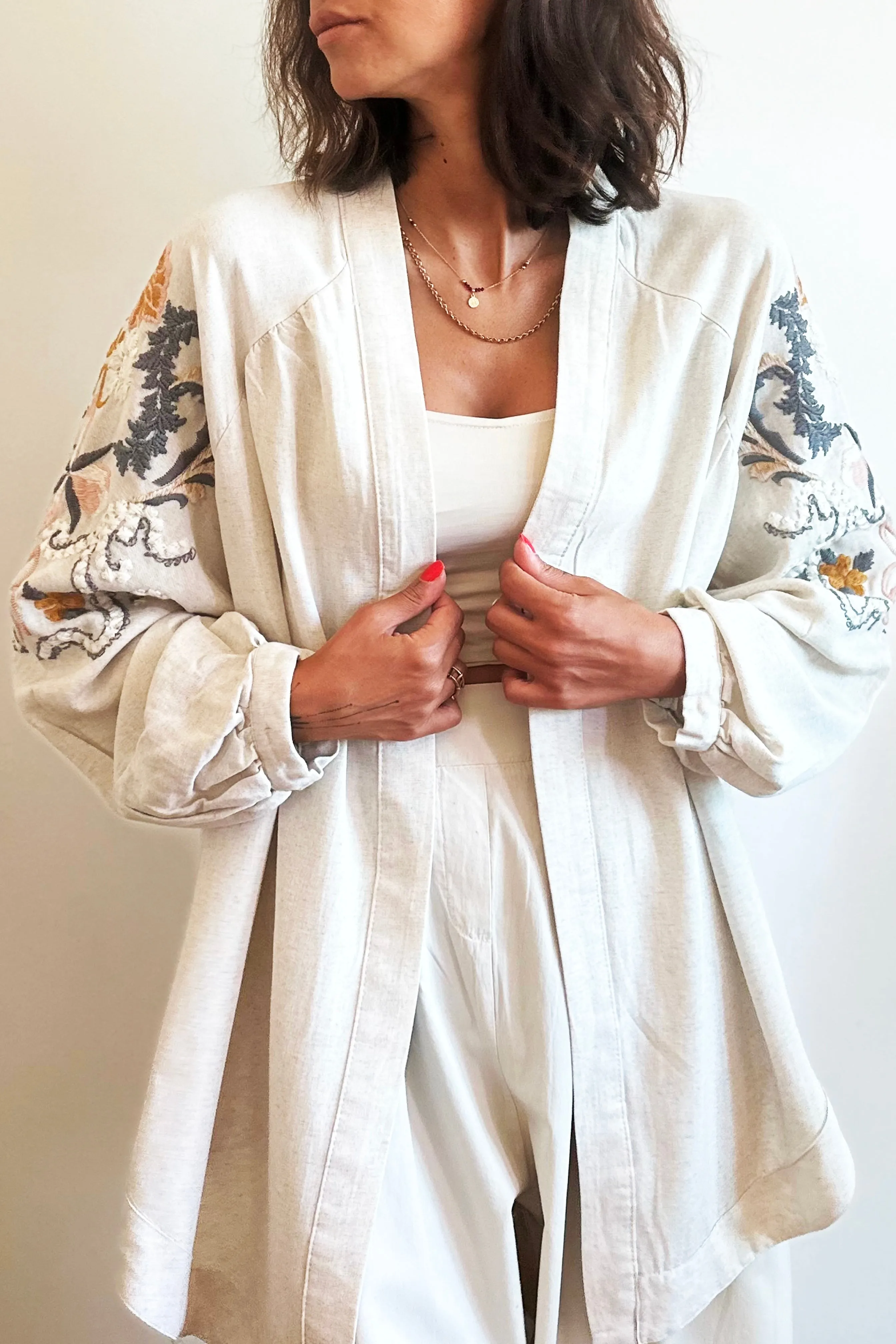 Embroidered Back Ecru Shirt
