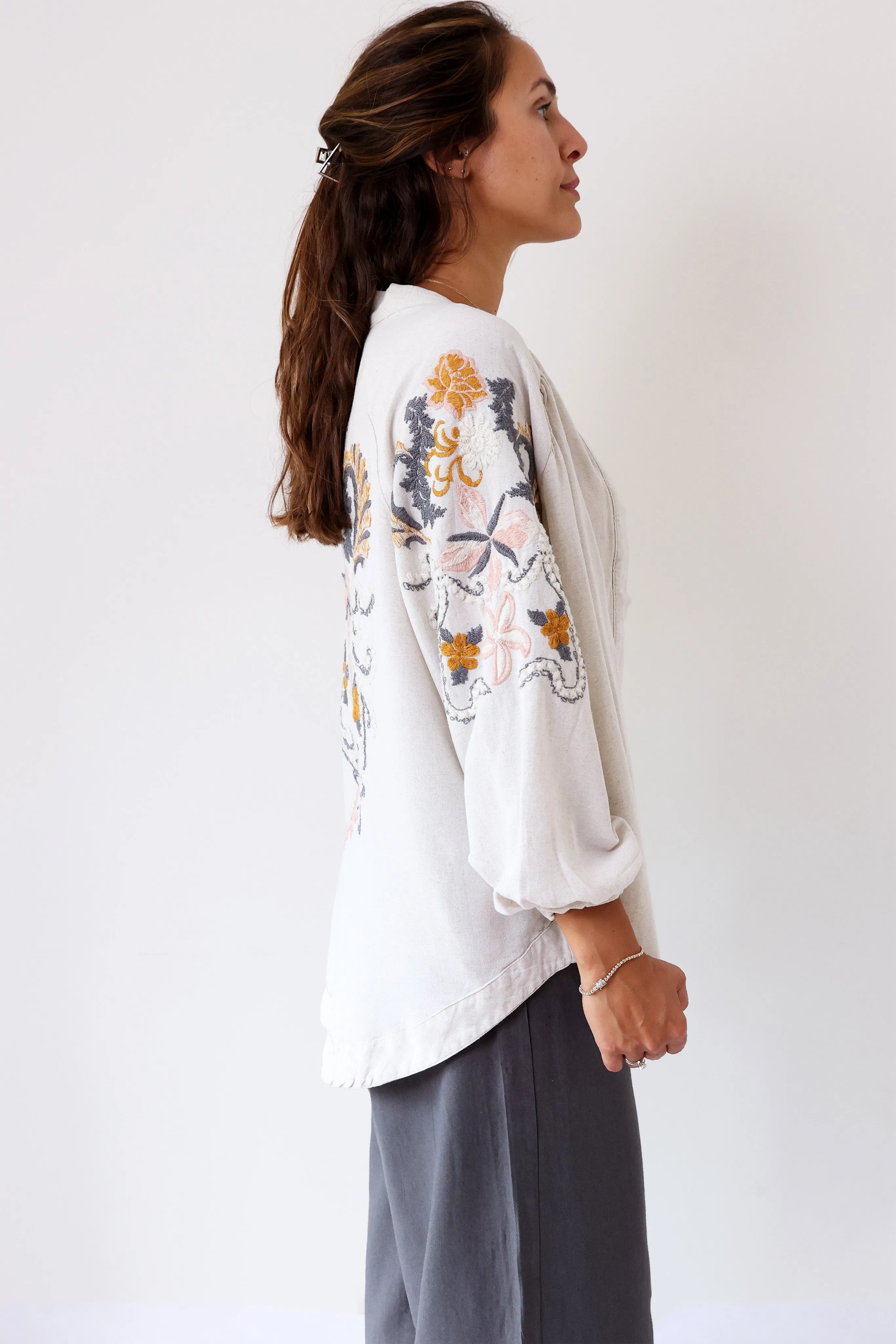 Embroidered Back Ecru Shirt