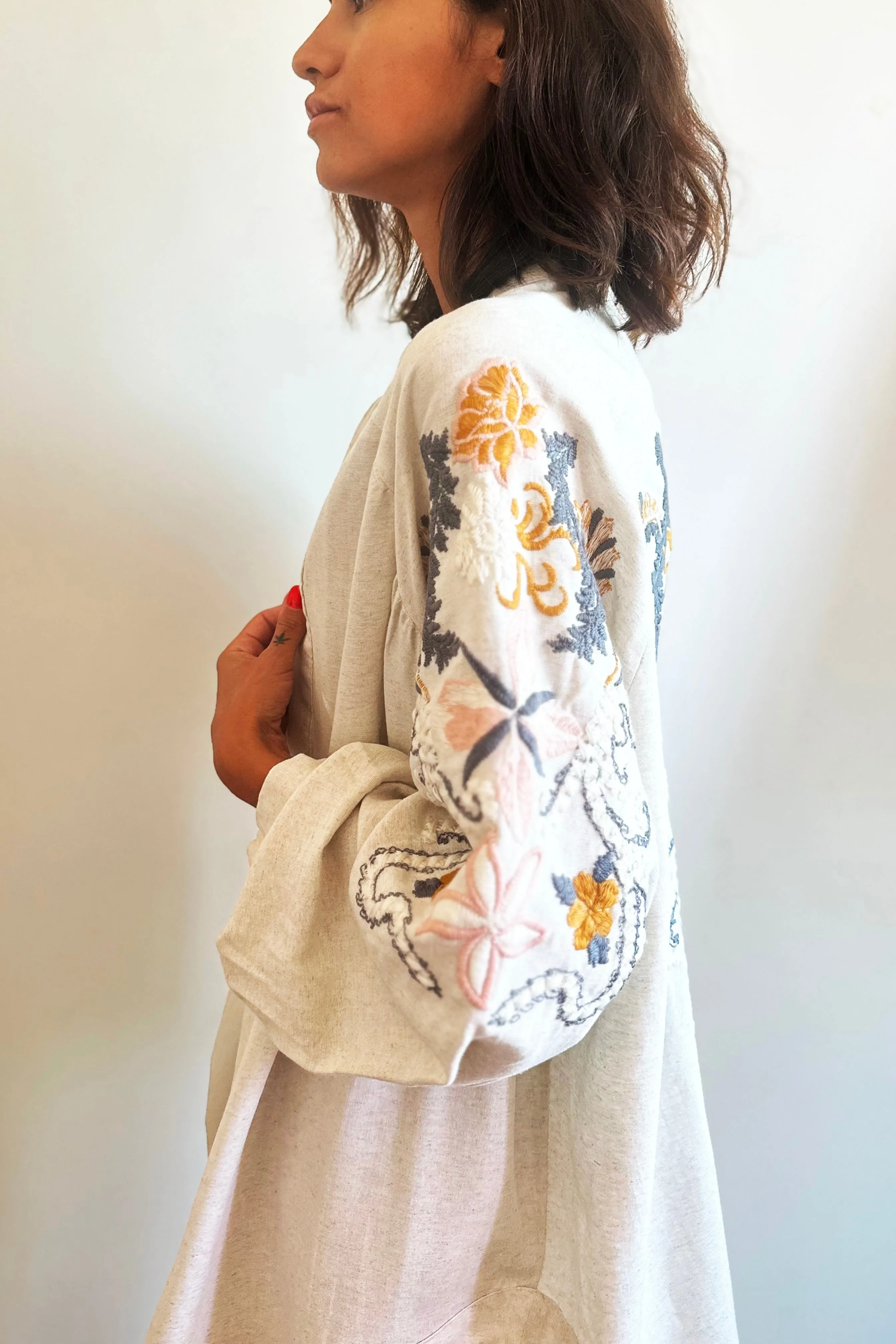 Embroidered Back Ecru Shirt