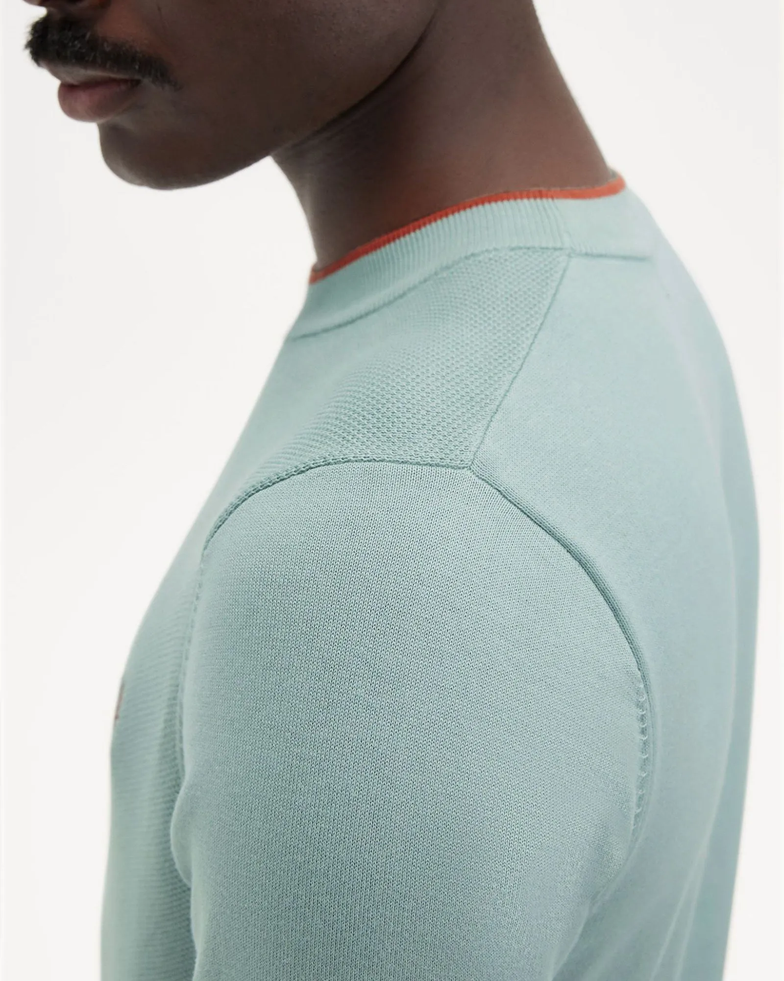 Fred Perry Texture Front Knitted T Shirt - Silver Blue