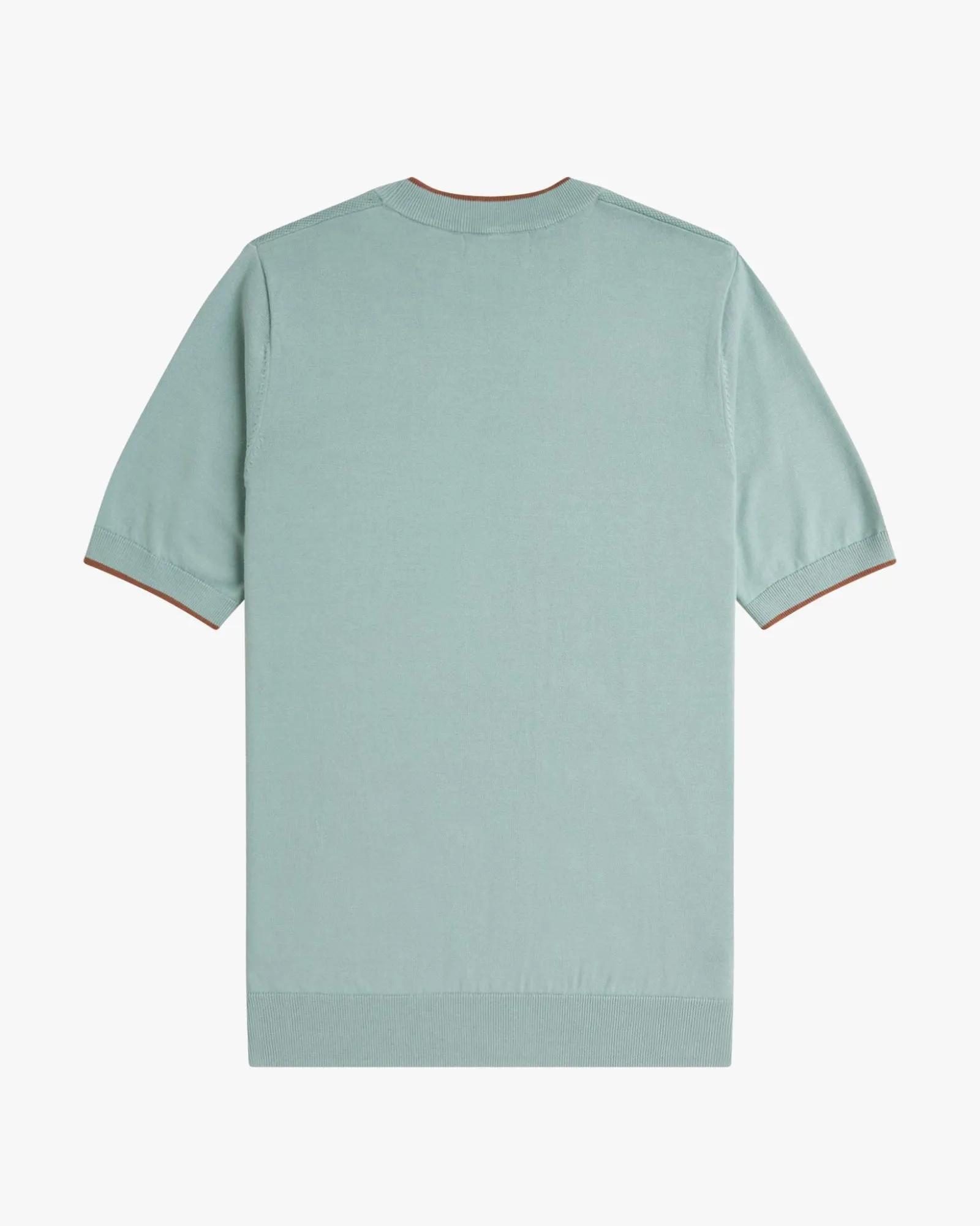 Fred Perry Texture Front Knitted T Shirt - Silver Blue