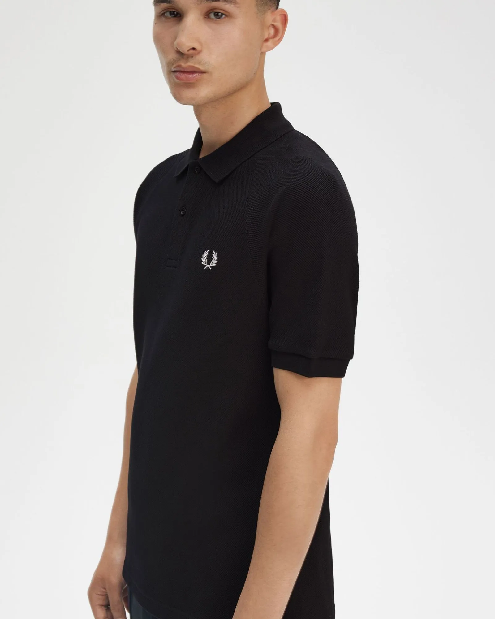 Fred Perry Textured Pique Polo Shirt - Black