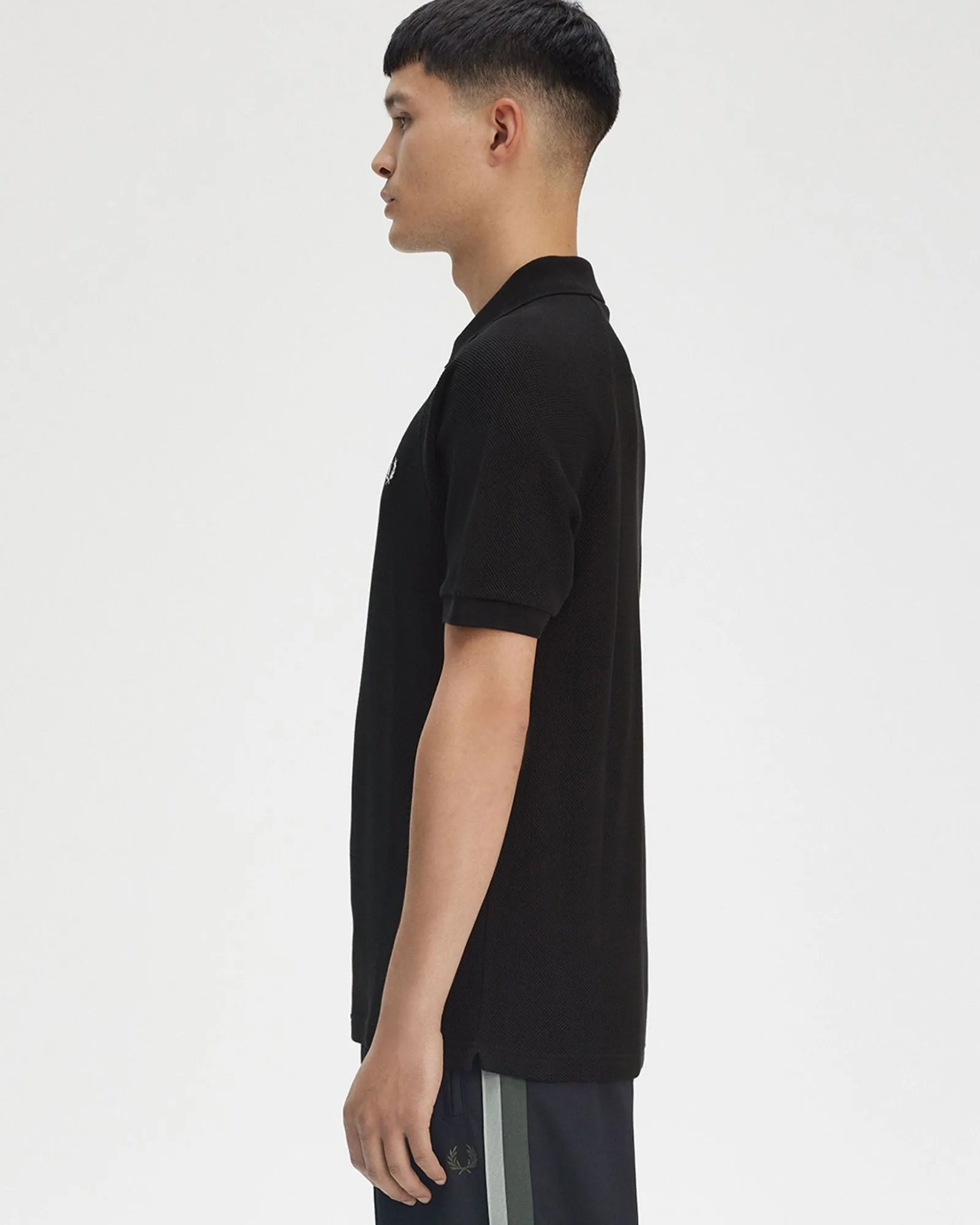 Fred Perry Textured Pique Polo Shirt - Black