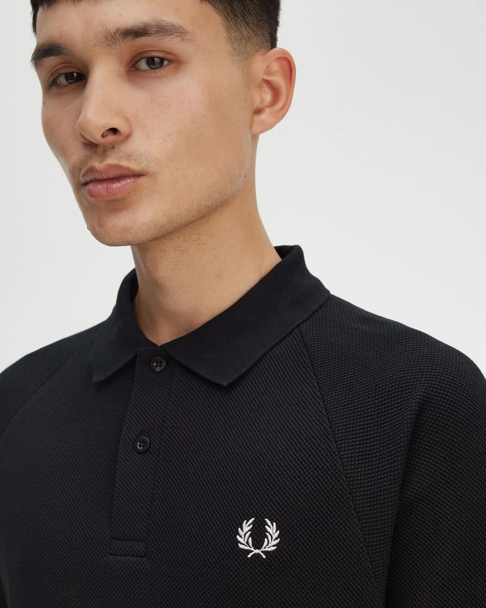 Fred Perry Textured Pique Polo Shirt - Black