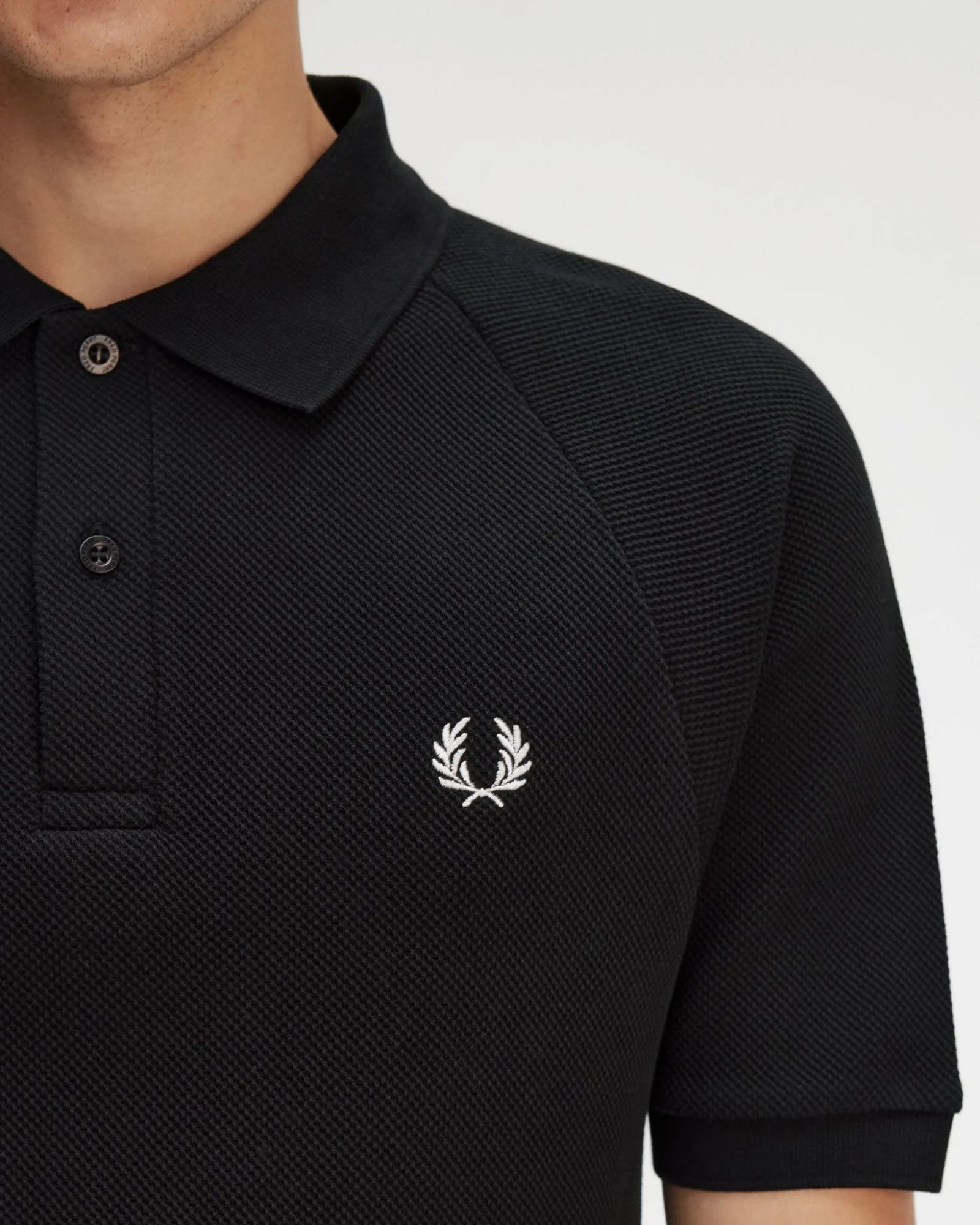 Fred Perry Textured Pique Polo Shirt - Black