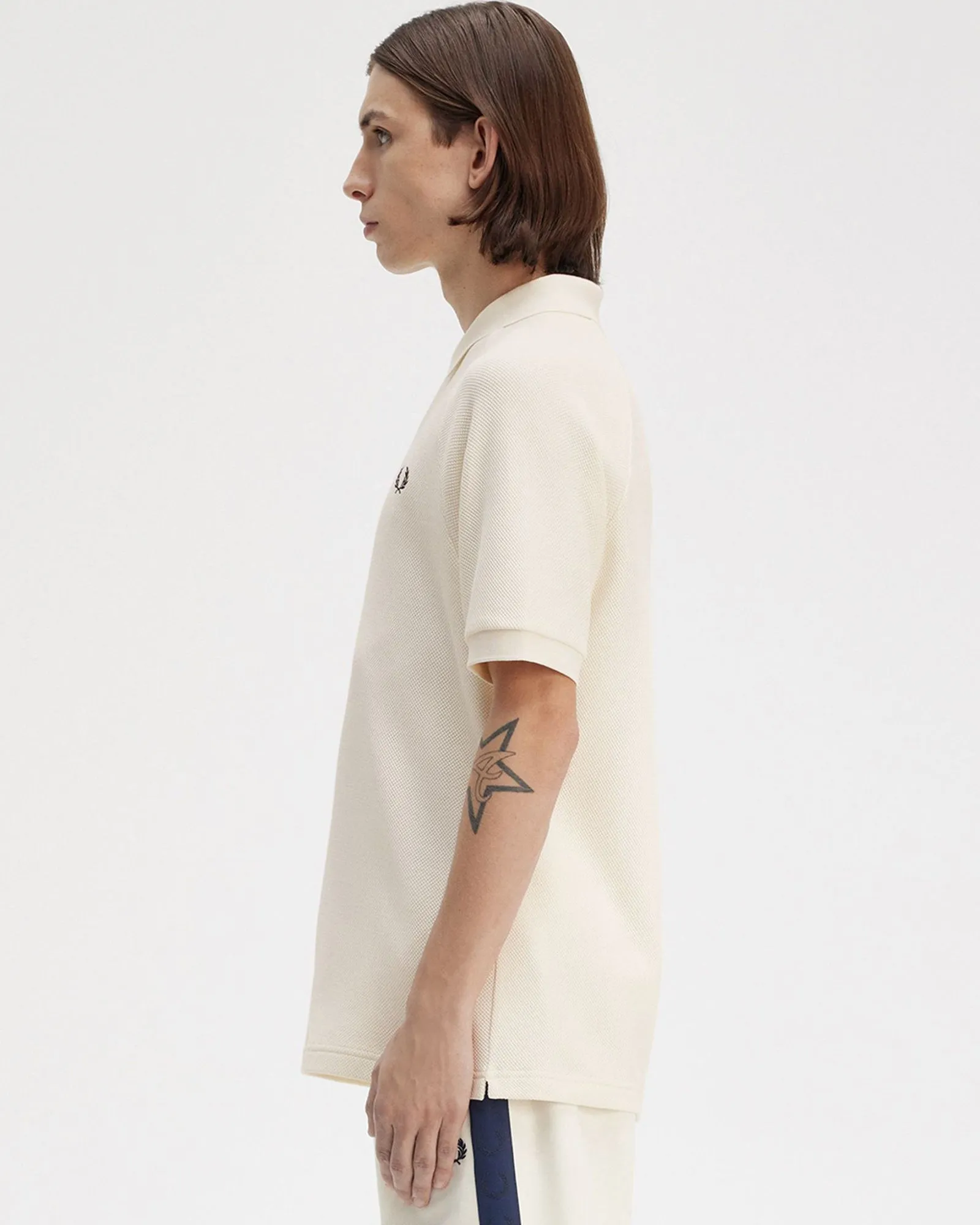 Fred Perry Textured Pique Polo Shirt - Ecru