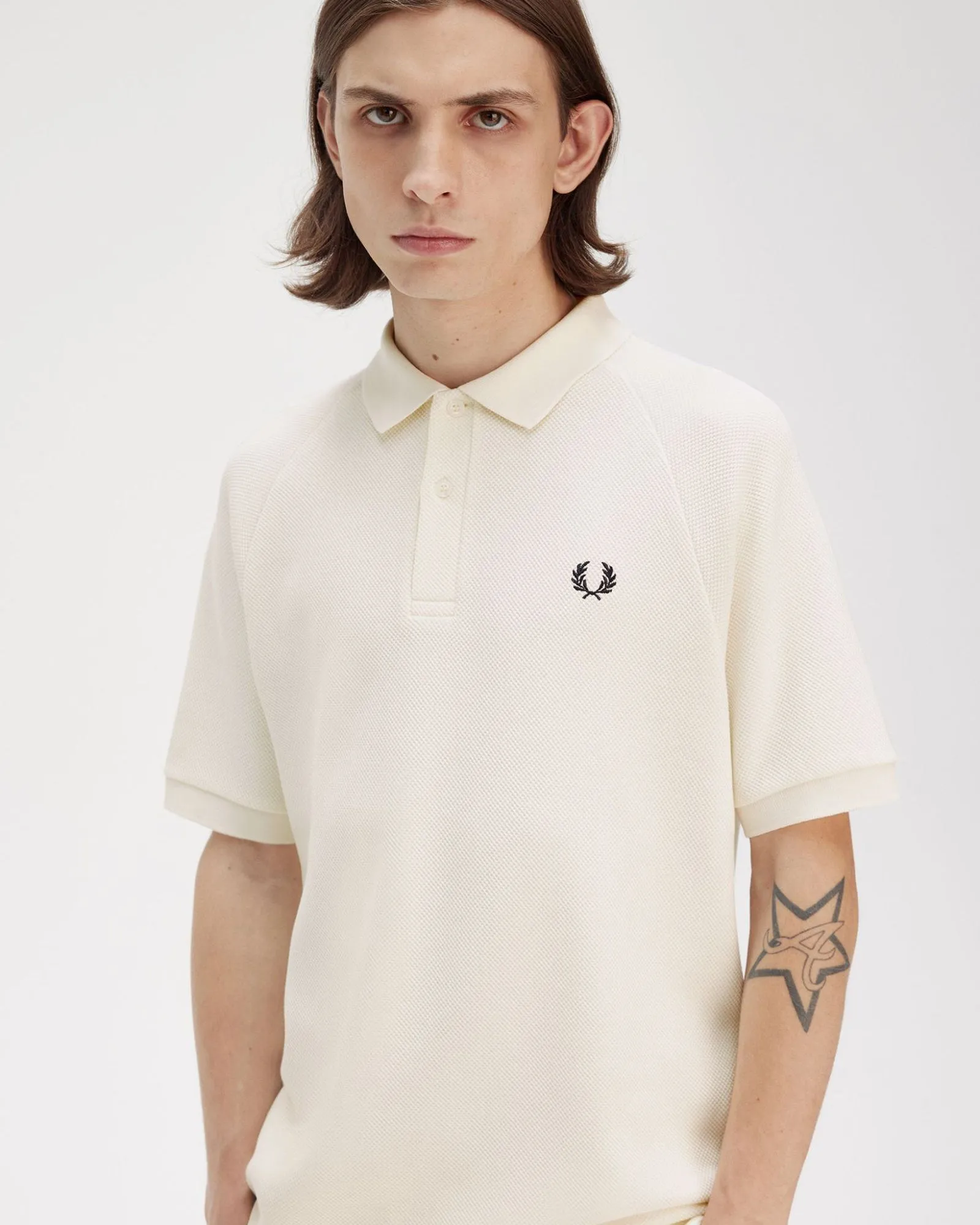 Fred Perry Textured Pique Polo Shirt - Ecru