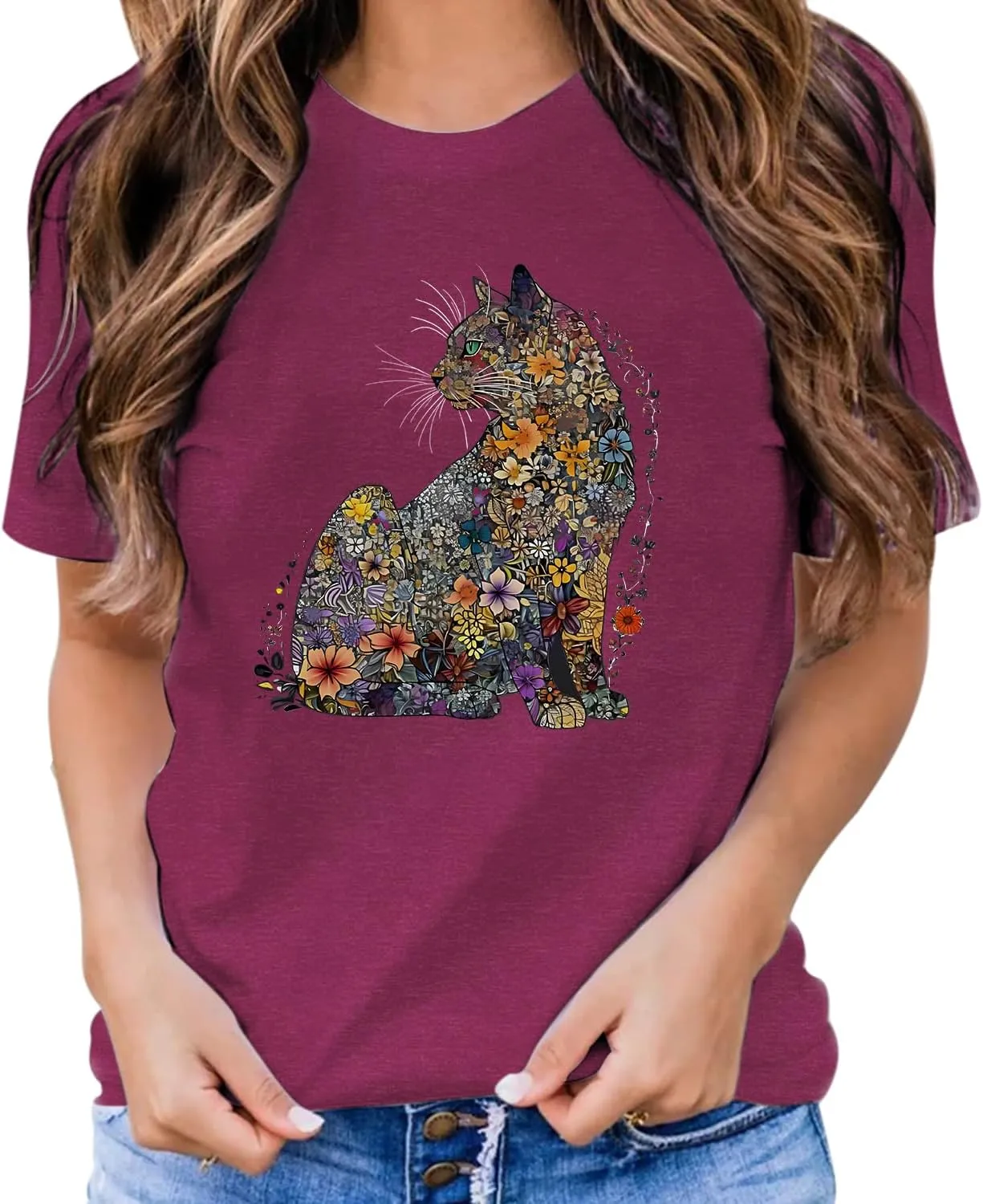 Hummingbird Shirt for Women Funny Women's Flower Graphic Tees Cute Bird Lover Short Sleeve Shirts ﻿