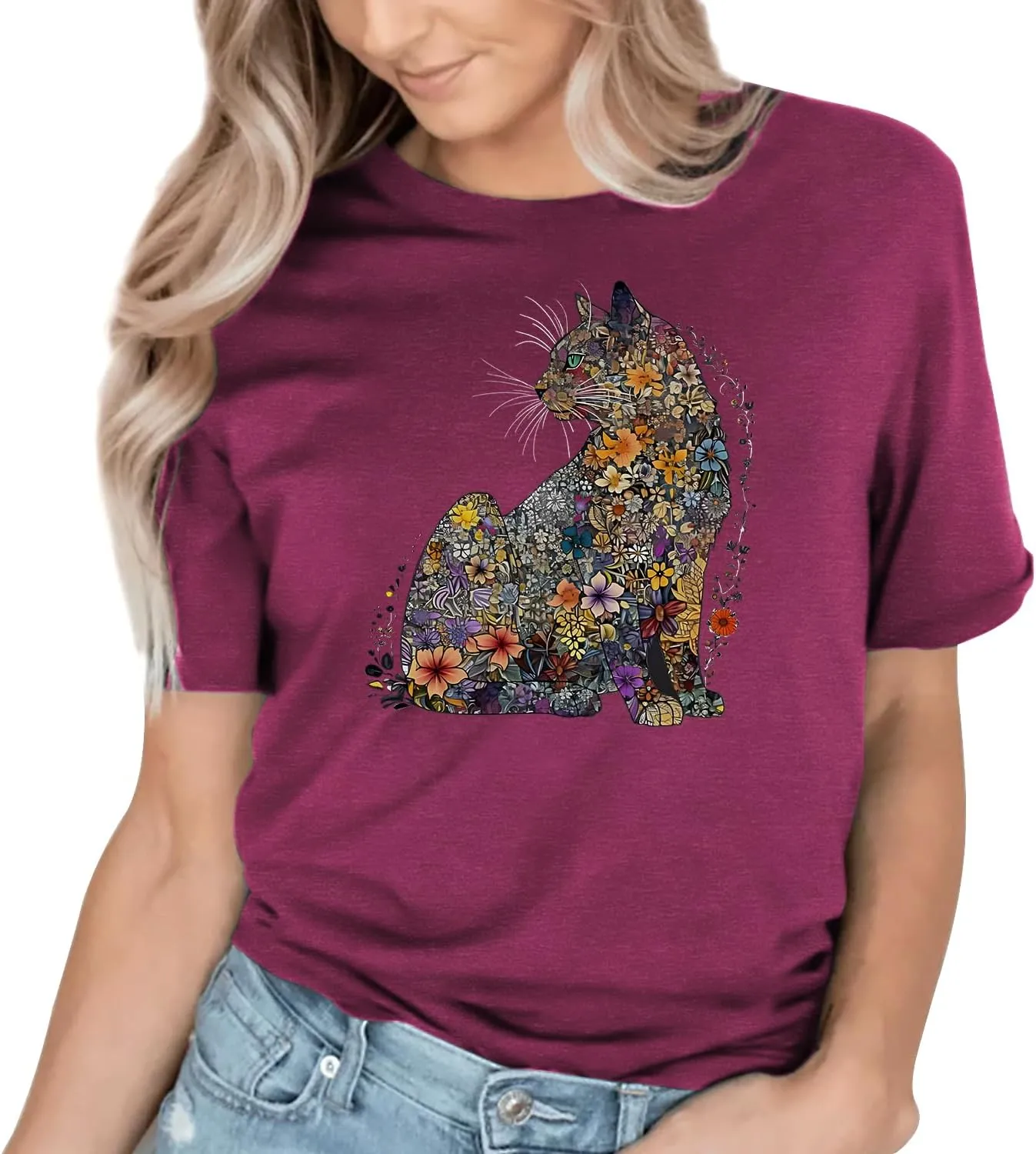 Hummingbird Shirt for Women Funny Women's Flower Graphic Tees Cute Bird Lover Short Sleeve Shirts ﻿