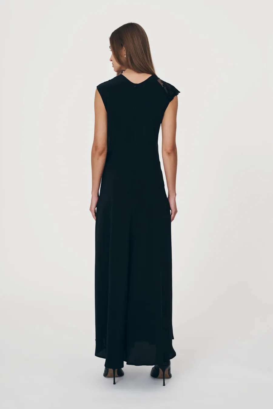 Lily Silk Lace Gown Noir