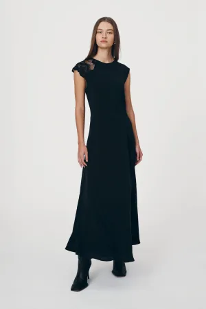 Lily Silk Lace Gown Noir