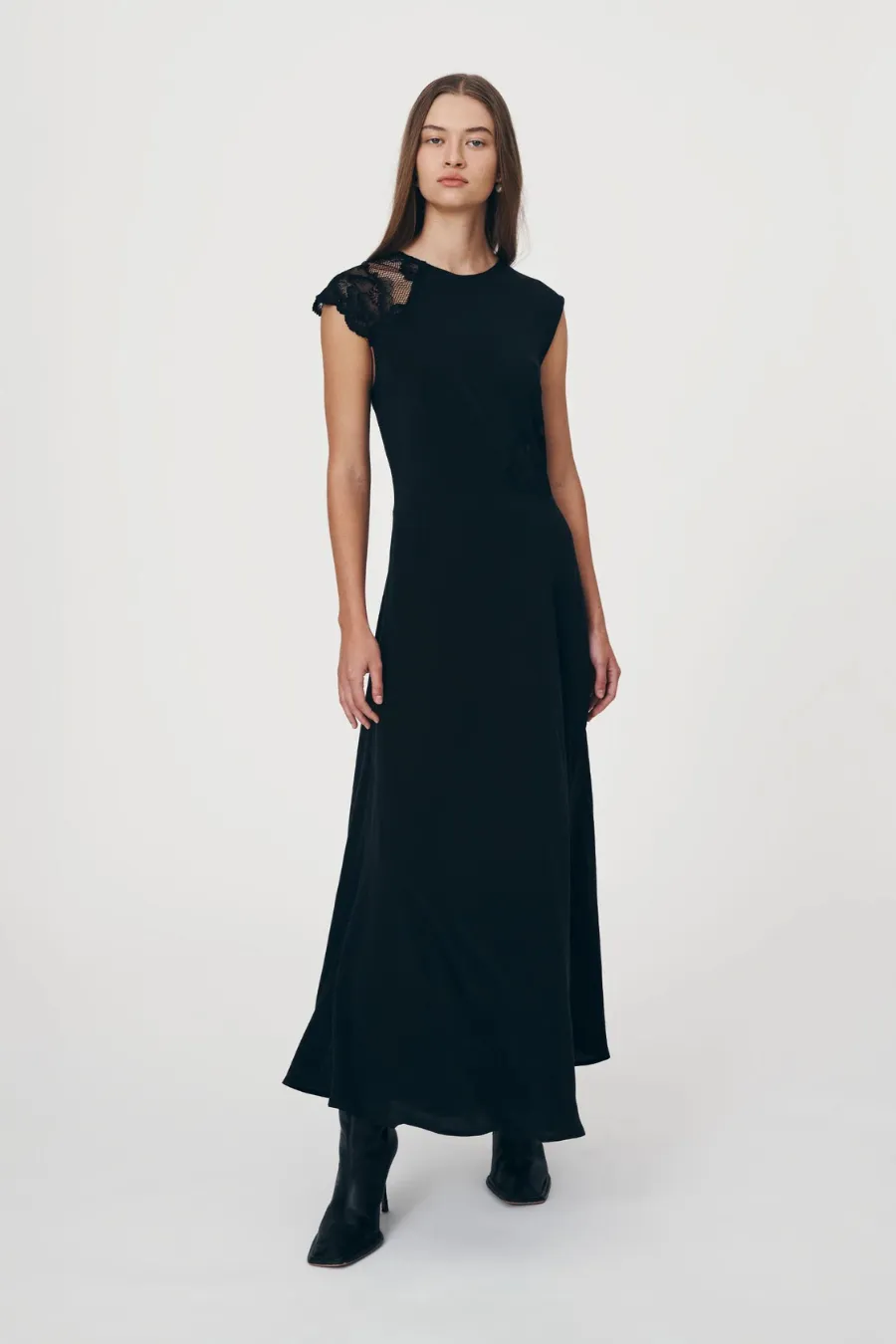 Lily Silk Lace Gown Noir