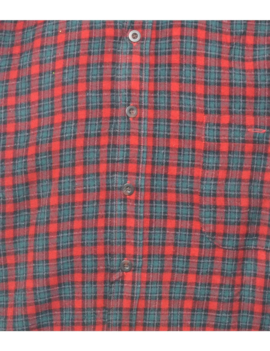 Long Sleeved Red & Green Checked Shirt - L