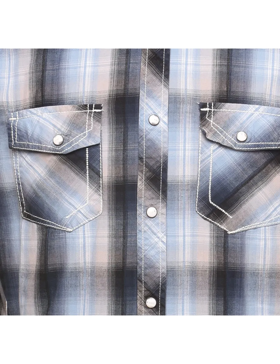 Long Sleeved Western Checked Shirt - M
