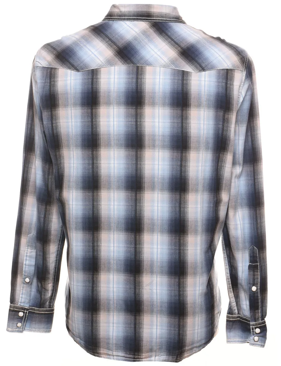 Long Sleeved Western Checked Shirt - M