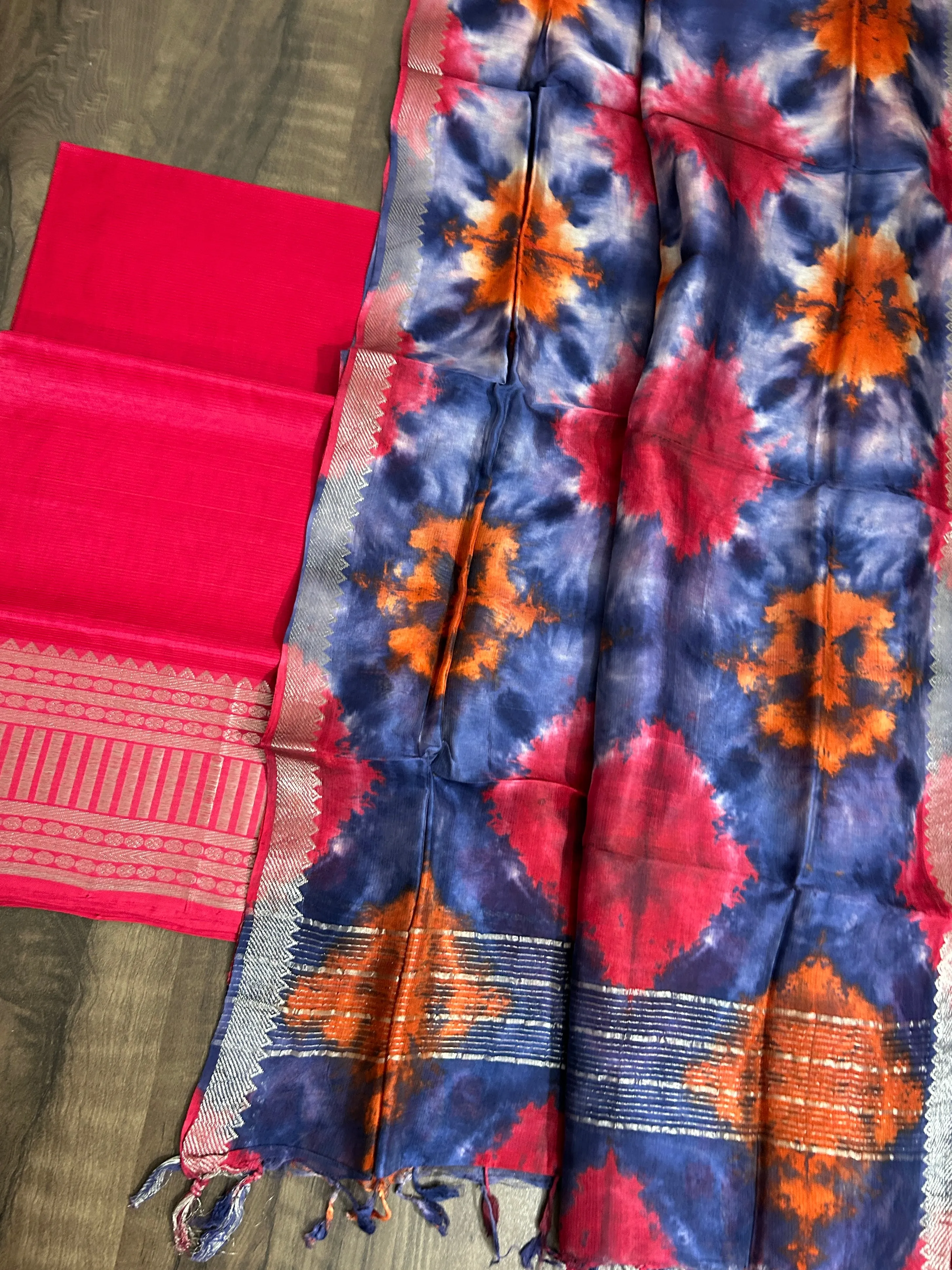 Mangalagiri Silk Cotton Top Dupatta Set #