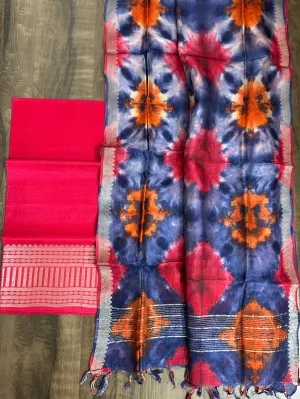 Mangalagiri Silk Cotton Top Dupatta Set #