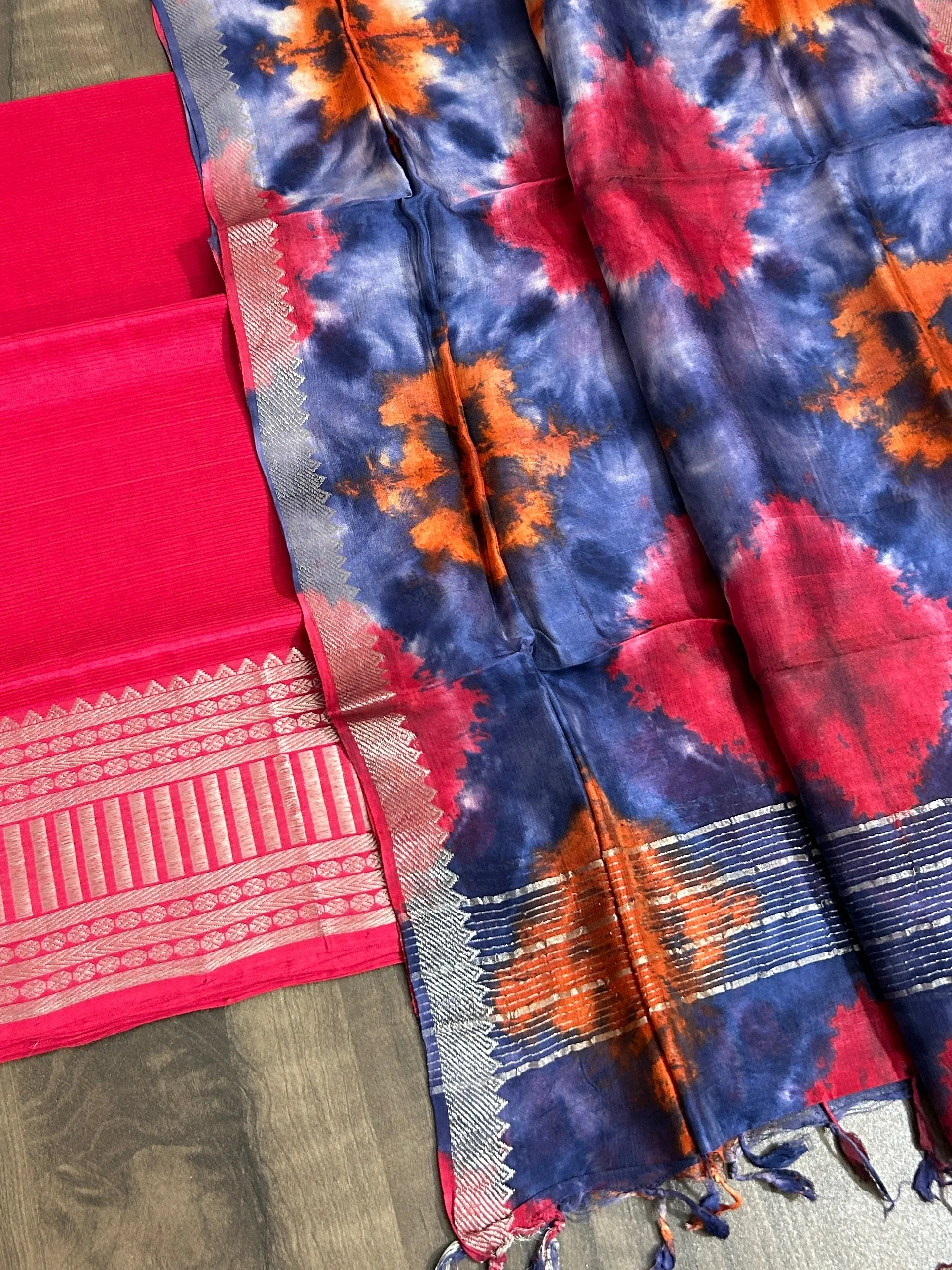 Mangalagiri Silk Cotton Top Dupatta Set #