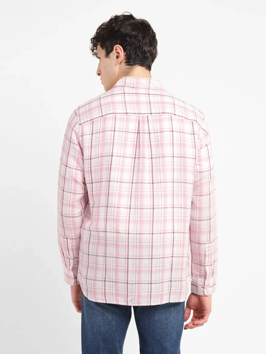 Men's Checkered Slim Fit  Linen Shirt