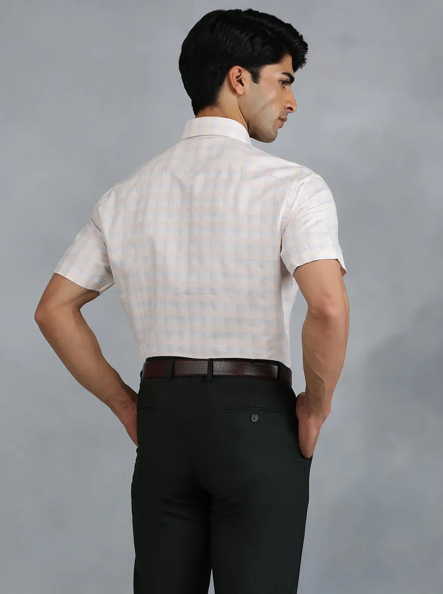 Peach Checked Regular Fit Formal Shirt | Greenfibre
