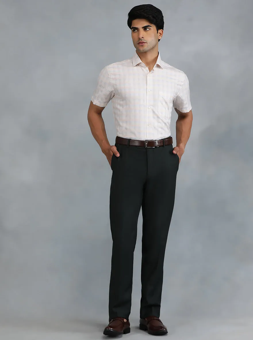 Peach Checked Regular Fit Formal Shirt | Greenfibre