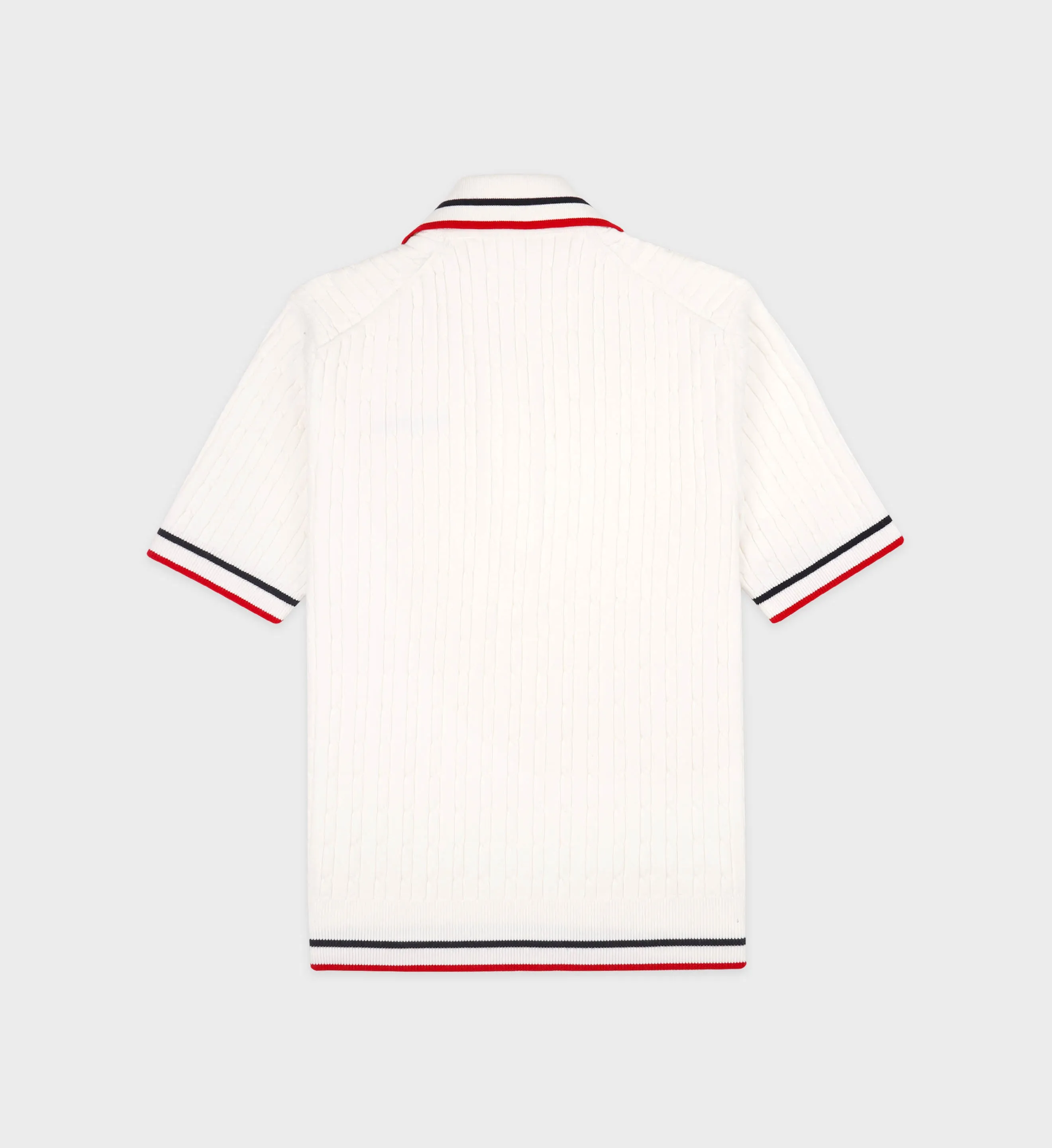 Serif Logo Mini Cable Polo - Off White/Navy/Red