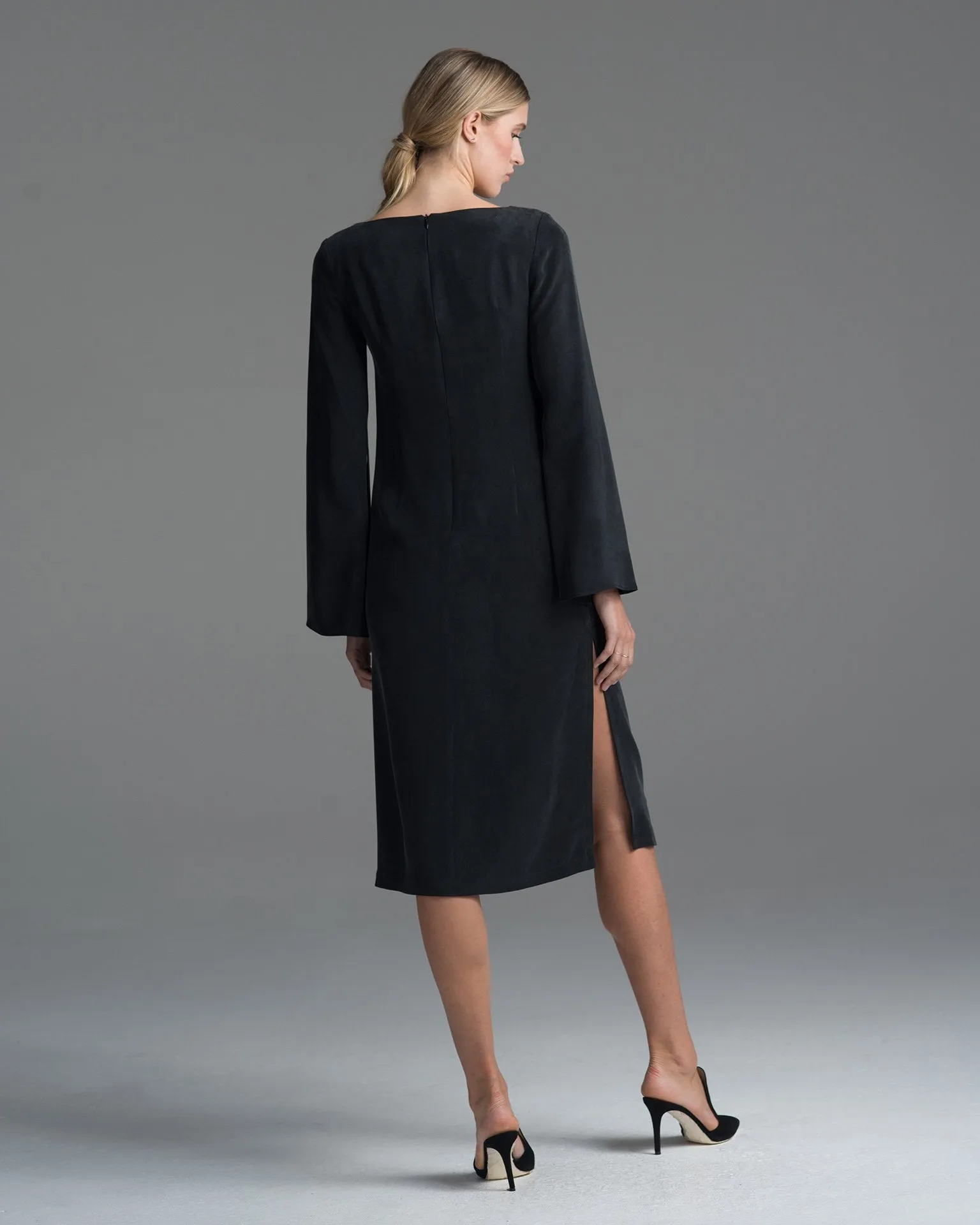 Silk Dress with Slit Sleeves