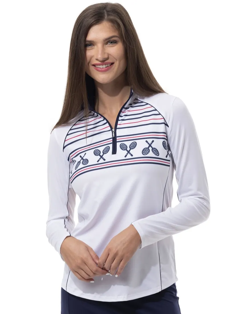 Sunglow Print Piping Mock [Sidelines-900445]