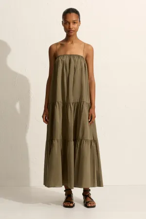 Voluminous Tiered Sundress Olive