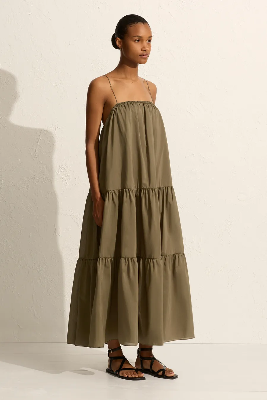 Voluminous Tiered Sundress Olive