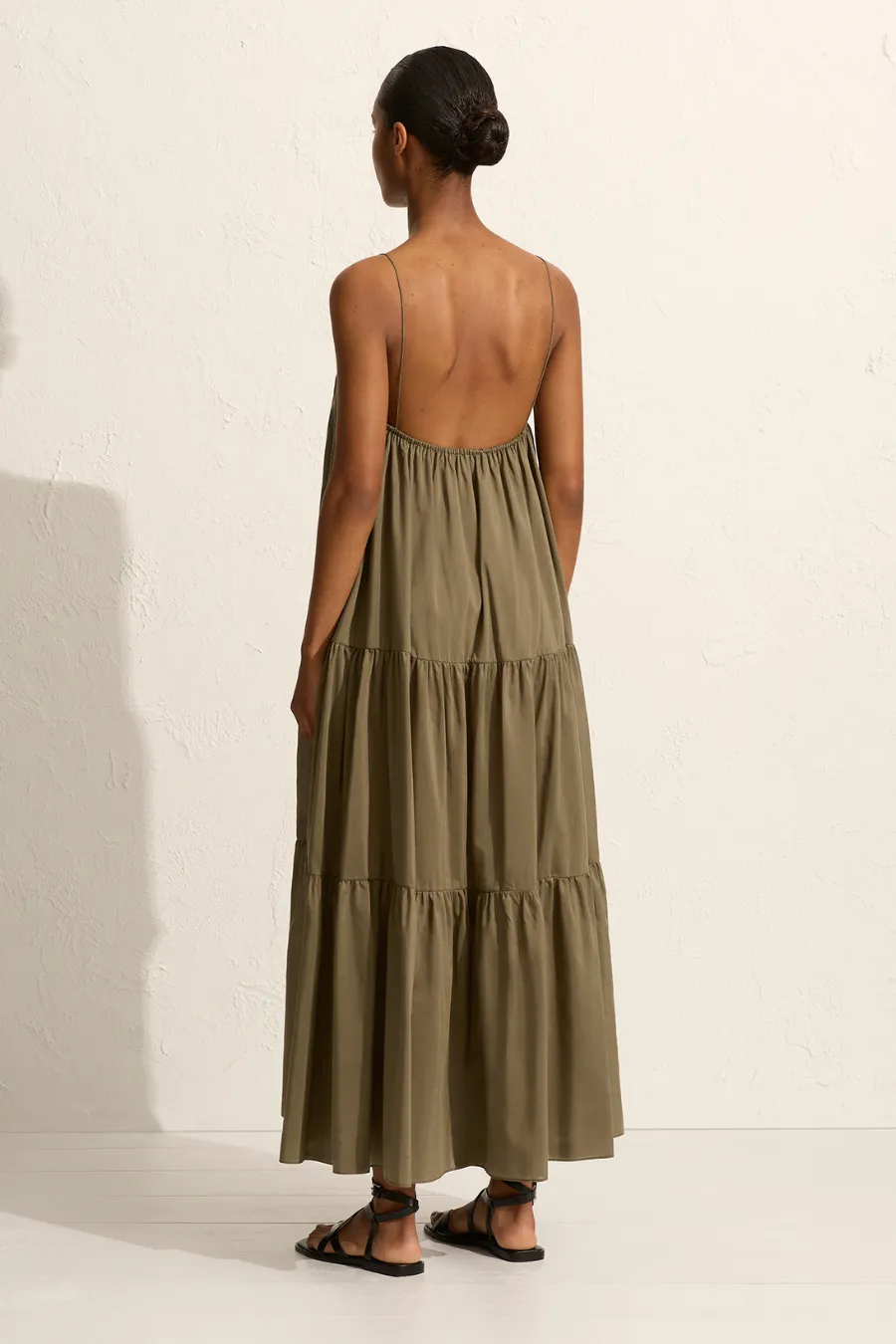Voluminous Tiered Sundress Olive